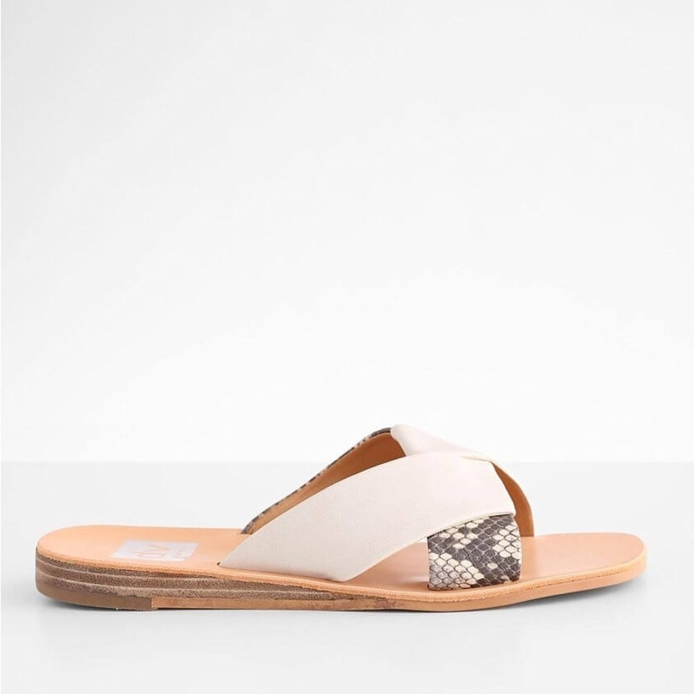 Dolce Vita Womens Sandals 6 Ivory Snakeskin Slides Neutral‎ Beachy Casual - Picture 3 of 13